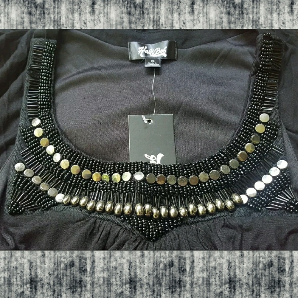Hale Bob Embellished studded Tank Top Black PLS READ